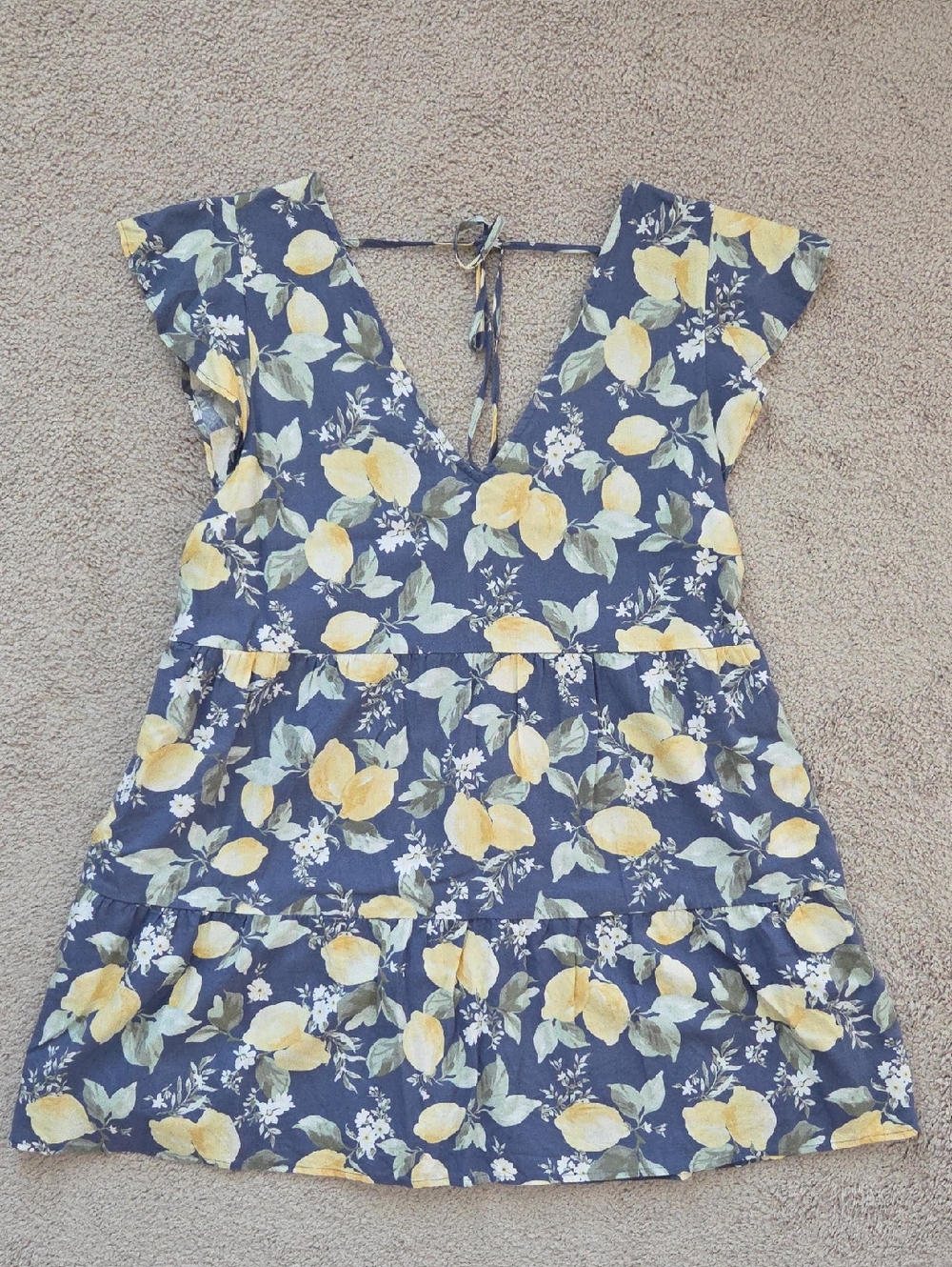 Abercrombie & Fitch Navy Mini Dress with Yellow Lemon Print